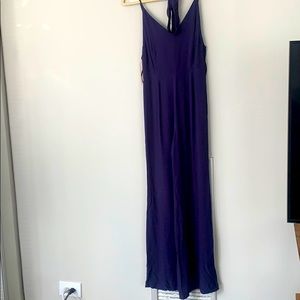 Navy blue jumpsuit with belt